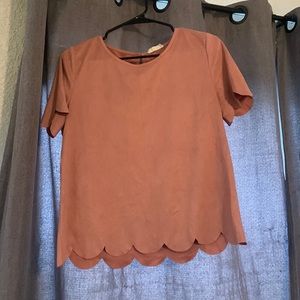 Scalloped pink shirt